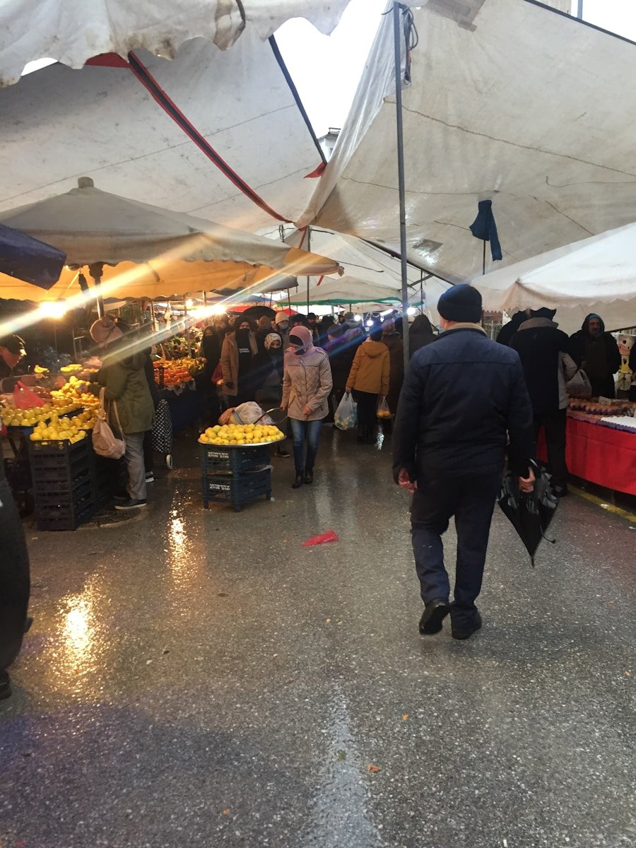 a person walking in a market